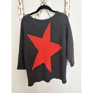 360 CASHMERE Sweater Gray Knit Wool Cashmere Star Pullover Size Small